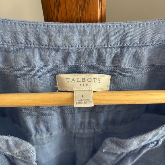 Talbots Large Blue Lightweight Cotton Blouse Coastal Spring - Picture 2 of 6